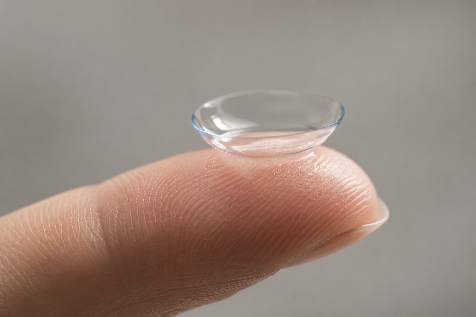 Weiche Kontaktlinse auf einer sauberen Fingerspitze